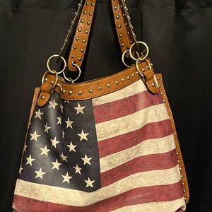 Studded American Flag Tote Bag